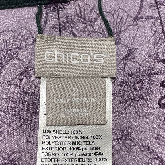 Chico's Floral Jacket Cardigan Tie Sleeves Art To Wear Blazer Size 2 Or 12/14 - Picture 10 of 14